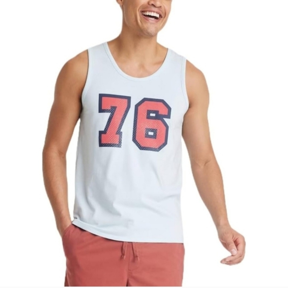 Goodfellow & Co Light Blue Tank Red 76 Graphic 4XL Big & Tall NWT B-2135